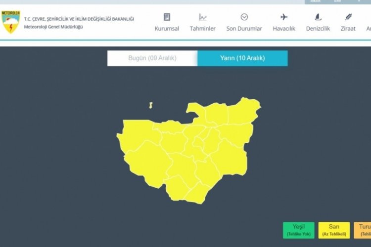 Meteoroloji’den Bursa için sarı uyarı Yarın sabah 10.00’dan başlayıp çarşamba sabah saat 06.00’a kadar sürmesi