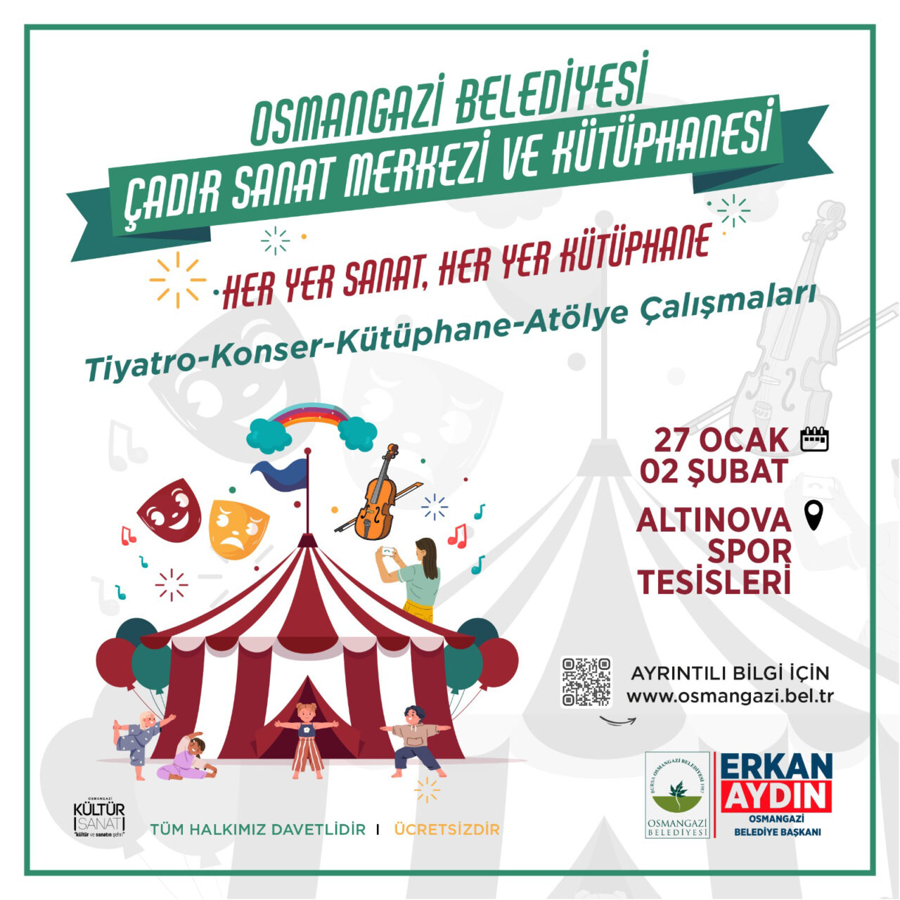 Osmangazili çocuklar için yarıyıl şenliği Osmangazi Belediyesi, 20-26 Ocak tarihleri arasında Yunuseli Pazar Alanı’nda ve