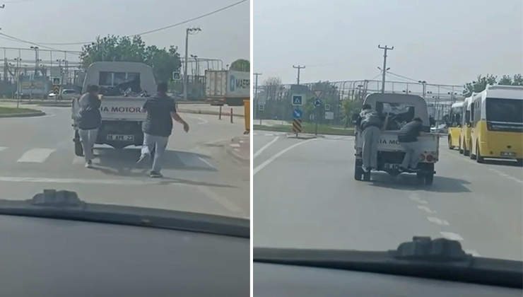 Bursa’da tehlikeli yolculuk kamerada! Olay, Gürsu ilçesinde meydana geldi. Canlarını hiçe sayan 2 genç,