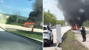 Ankara Bulvarı Narlıdere Mahallesi mevkiinde seyir halindeki bir otomobil henüz