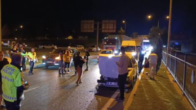 Bursa'nın İnegöl ilçesinde iki otomobil ile bir cipin karıştığı zincirleme