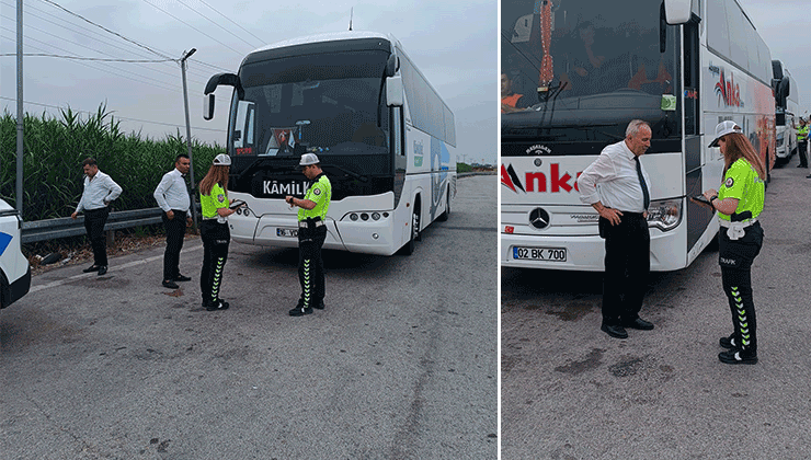 Bursa’da yolcu otobüslerine sıkı denetim Bursa’nın Karacabey İlçesinde Bölge Trafik İstasyon Amirliği ekipleri, Bursa-İzmir ve