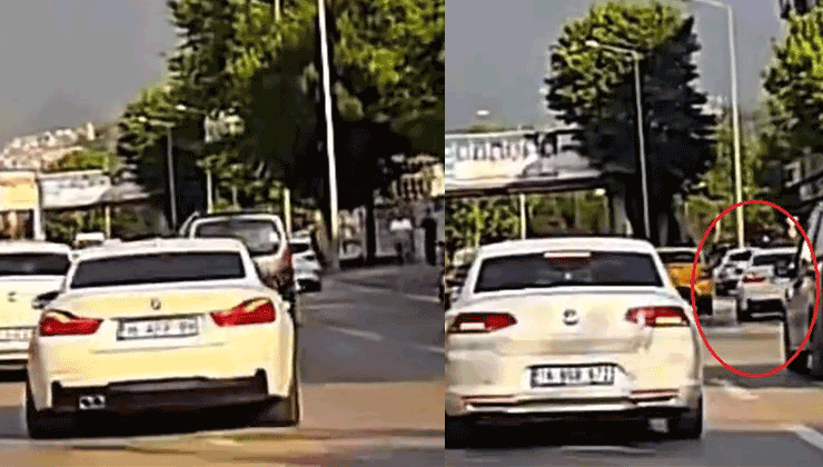 Bursa trafiğinde tehlikeli anlar kamerada! Bursa'da makas atarak trafiği tehlikeye atan sürücü kameraya yansıdı.