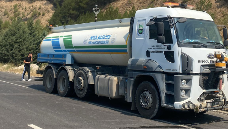 İnegöl Belediyesi, Bilecik bölgesinde çıkan orman yangınlarına müdahale çalışmalarına destek