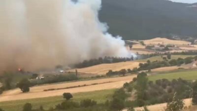 Bursa’nın Yenişehir ilçesine bağlı Kavaklı köyü kırsalında çıkan orman yangınına,