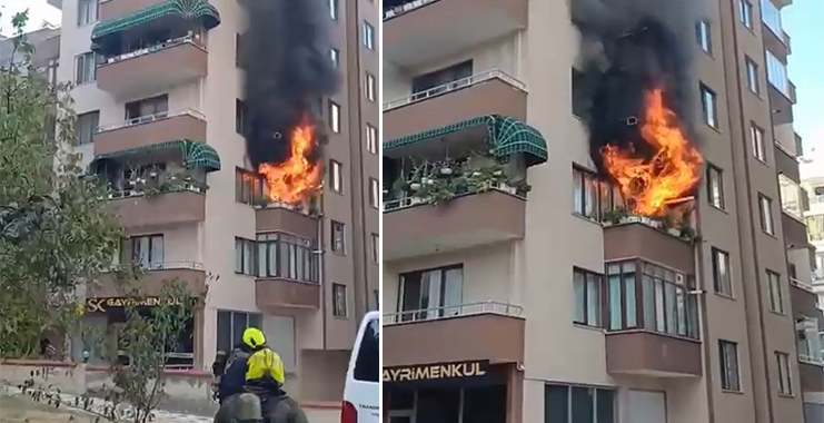 Bursa’da 7 katlı apartmanda korku dolu anlar Bursa'da 7 katlı binanın 2'inci katının mutfağından yükselen alevler, apartman