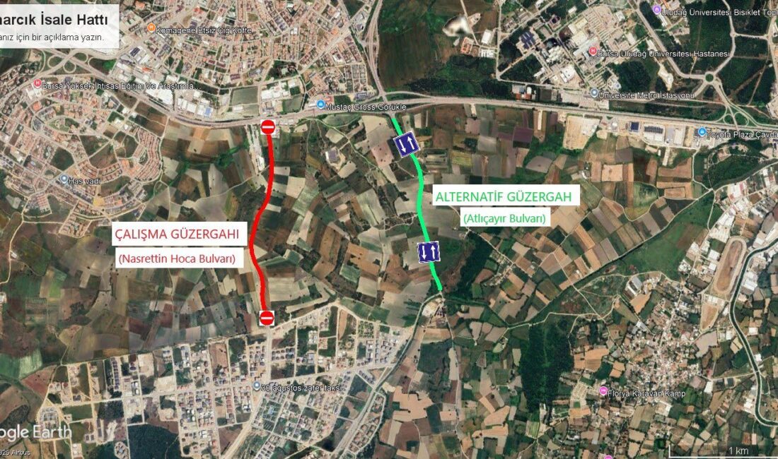 Bursa’da bir ay sürecek trafik düzenlemesi başlıyor BUSKİ tarafından yürütülen Çınarcık Su Projesi kapsamında, Nilüfer Kurtuluş Mahallesi'ndeki