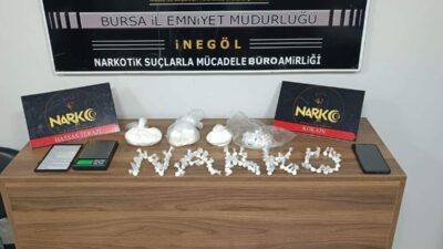 Bursa’nın İnegöl ilçesinde polis ekiplerinin düzenlediği operasyonda, uyuşturucu ticareti yaptığı