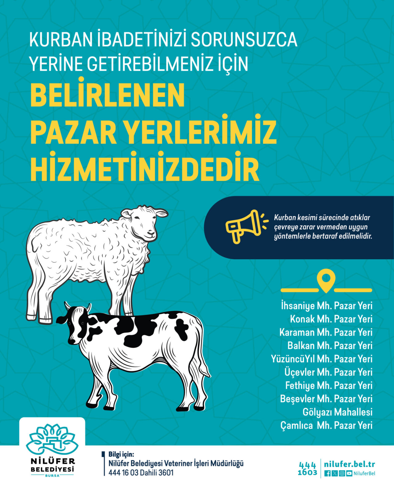 Nilüfer Belediyesi, Kurban Bayramı öncesinde vatandaşların hijyenik ve güvenli ortamda