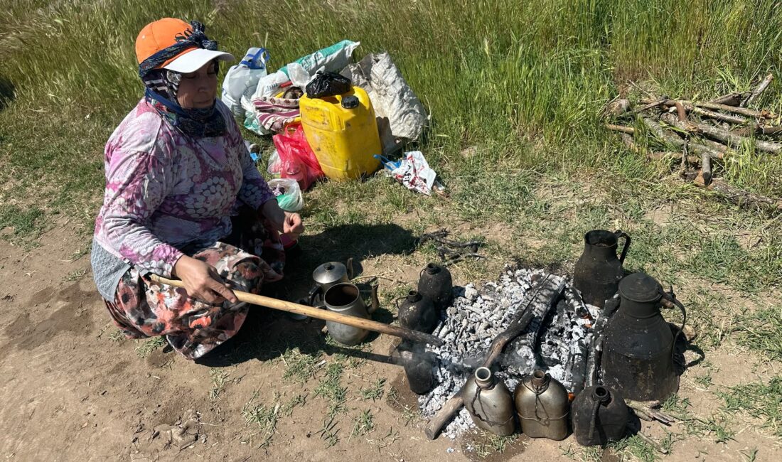 Tarladaki yorgunluğun ilacı bu çay oldu Bursa'nın Karacabey ilçesinde kavurucu sıcaklar altında çalışan tarım işçileri, öğle