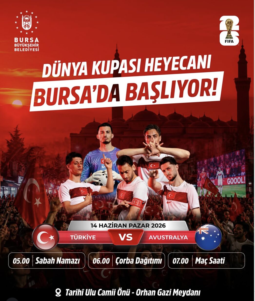 Bursa Büyükşehir Belediyesi, A Milli Futbol Takımı’nın 2026 FIFA Dünya