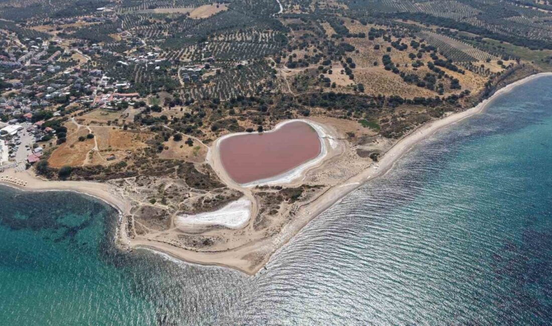 2 bin yıllık antik liman, kalpli pembe göle dönüştü Çanakkale’de Alexandria Troas Antik Kenti’nin 2 bin yıllık iç limanı