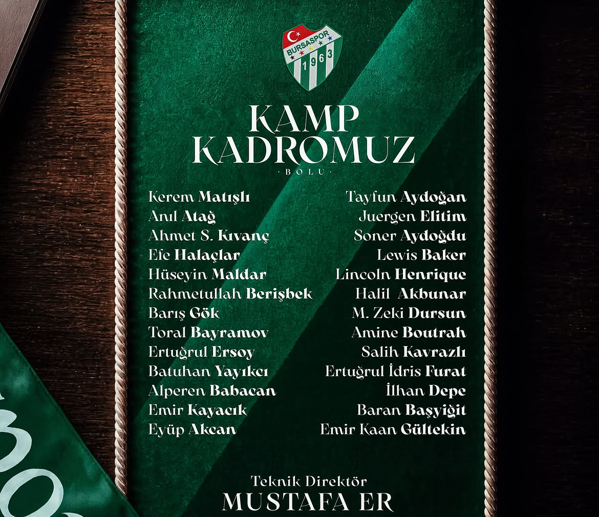 Yeni sezon hazırlıklarına başlayacak olan Bursaspor, Bolu kampı için belirlenen