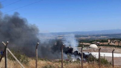 Çanakkale’nin Ayvacık ilçesinde katı atık ve bertaraf tesisinde çıkan yangına