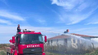 Kırklareli’nin Babaeski ilçesine bağlı Yenimahalle köyünde otluk alanda çıkan yangın,