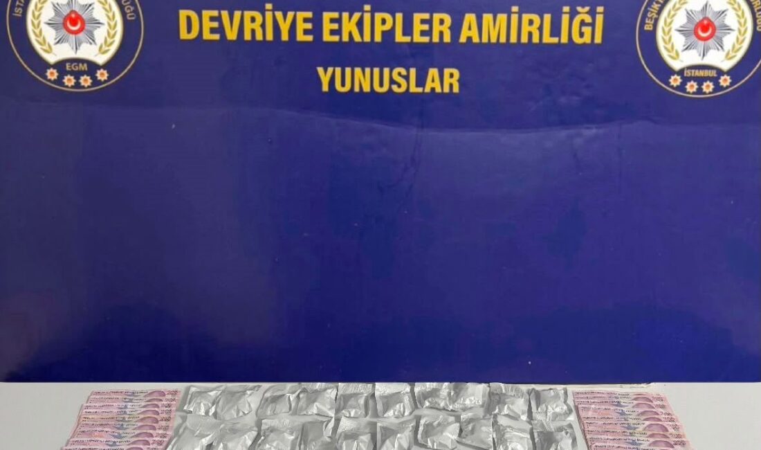 Beşiktaş’ta, motosikletli polis timlerinin şüphe üzerine durdurduğu araçta, çamaşır makinesine