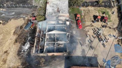Edirne’nin Havsa ilçesine bağlı Osmanlı köyünde çıkan yangında bir çiftlik