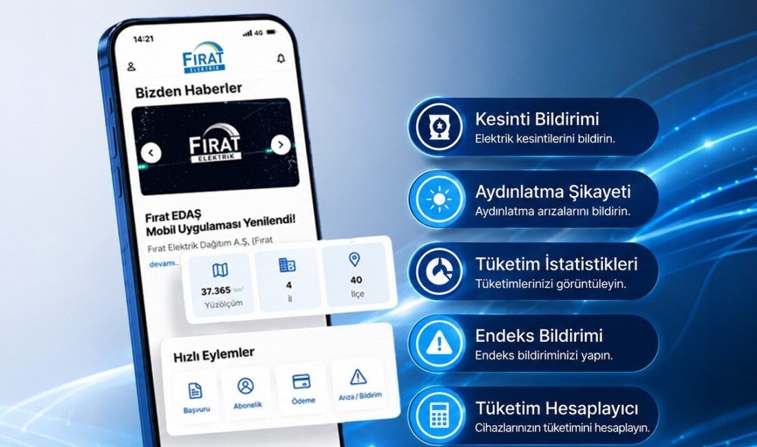 Fırat EDAŞ mobil uygulamasını yeniledi Kullanıcı deneyimini merkeze alan bir yaklaşımla yenilenen Fırat EDAŞ mobil