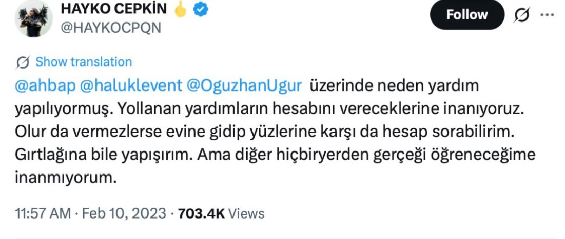 Ahbaplar Suç Örgütü soruşturması kapsamında adliyeye ifadeye gelmediğini ve bilgisine