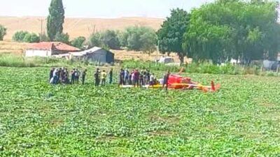 Ankara'nın Sincan ilçesinde TUSAŞ'a ait R-44 tipi eğitim helikopteri düştü.