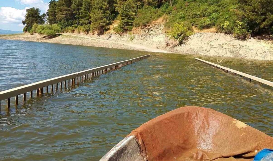 Çanakkale’nin Yenice ilçesinde bulunan Yenice-Gönen Barajı’nda suların çekilmesiyle Haydaroba Köprüsü