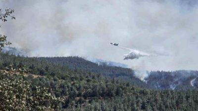 Balıkesir’de Gömeç ilçesinde 3 gündür devam eden yangınla mücadele sürerken,