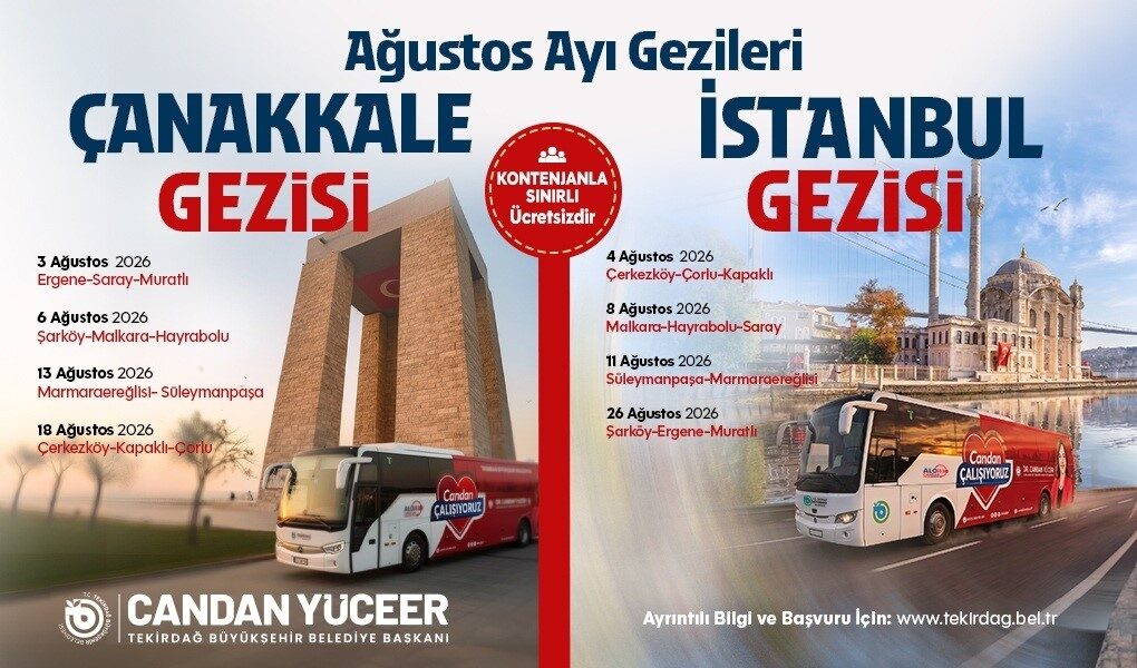 Tekirdağ’da tarih ve kültür gezileri için Ağustos takvimi belli oldu Tekirdağ Büyükşehir Belediyesi tarafından vatandaşların tarihî ve kültürel mirasla buluşturulması