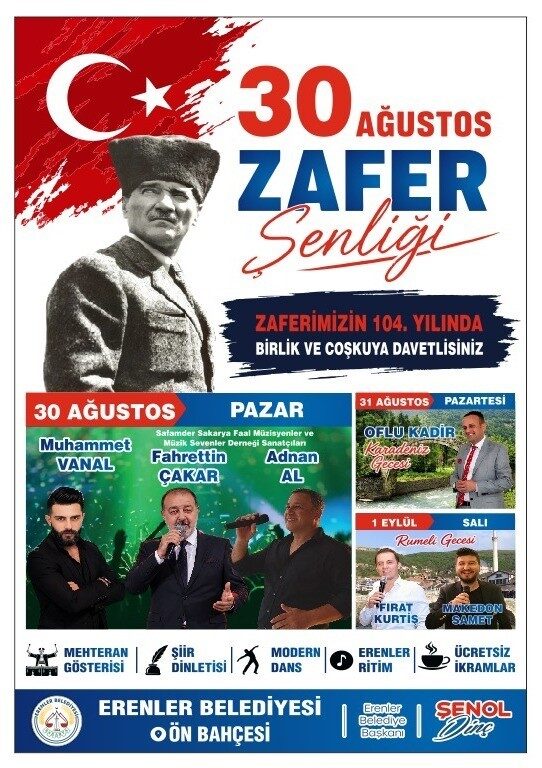 30 Ağustos coşkusu Erenler’de 3 gün sürecek 4 Bülten Medya -