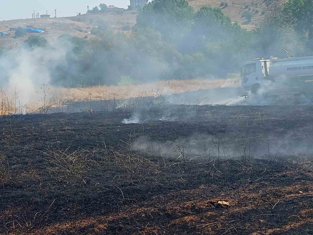 Anız yangını makilik alana sırçadan söndürüldü 7 Bülten Medya -