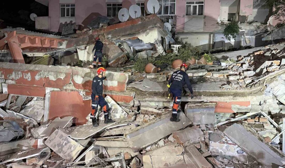 Bahçelievler’de dün gece tahliye edilen bina bugün çöktü İstanbul Bahçelievler’de, dün gece kolonlardan ses gelmesi üzerine boşaltılan 6