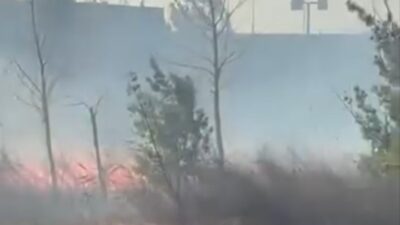 Bursa’da bir fabrikanın yanındaki boş arazide çıkan yangın, korku dolu
