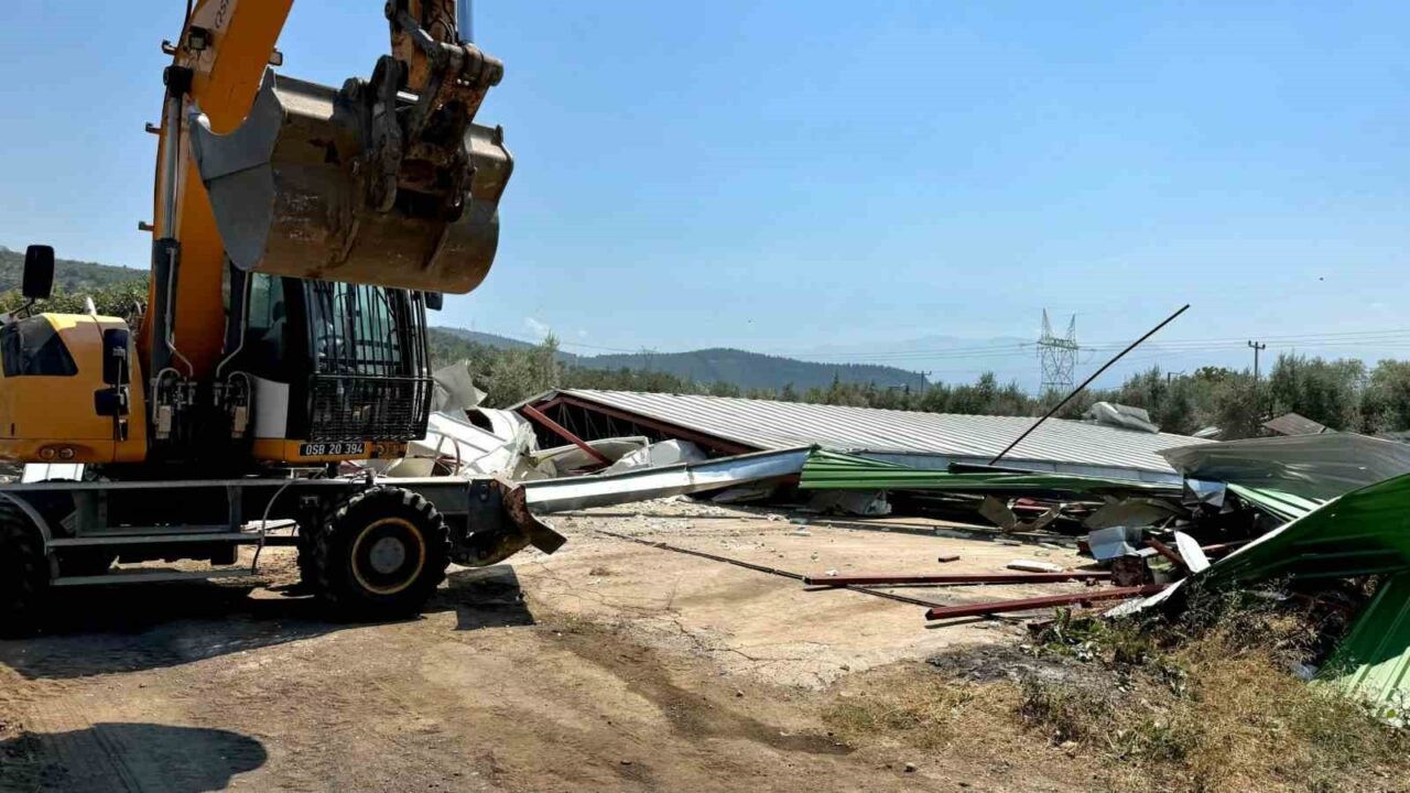 Bursa’da zeytinliğe yapılan kaçak depo böyle yıkıldı 13 Bülten Medya -