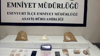 Esenyurt’ta polis ekipleri tarafından düzenlenen operasyonda toplam 7,5 kilo uyuşturucu