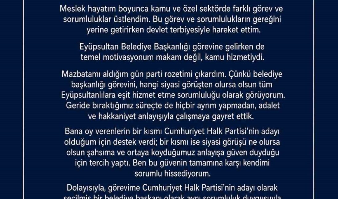 Eyüpsultan Belediye Başkanı Özmen, “Görevime CHP’nin seçilmiş bir belediye başkanı olarak devam edeceğim” Cumhuriyet Halk Partili isimlerden Özgür Özel’in kurduğu YENİ Parti’ye geçiş