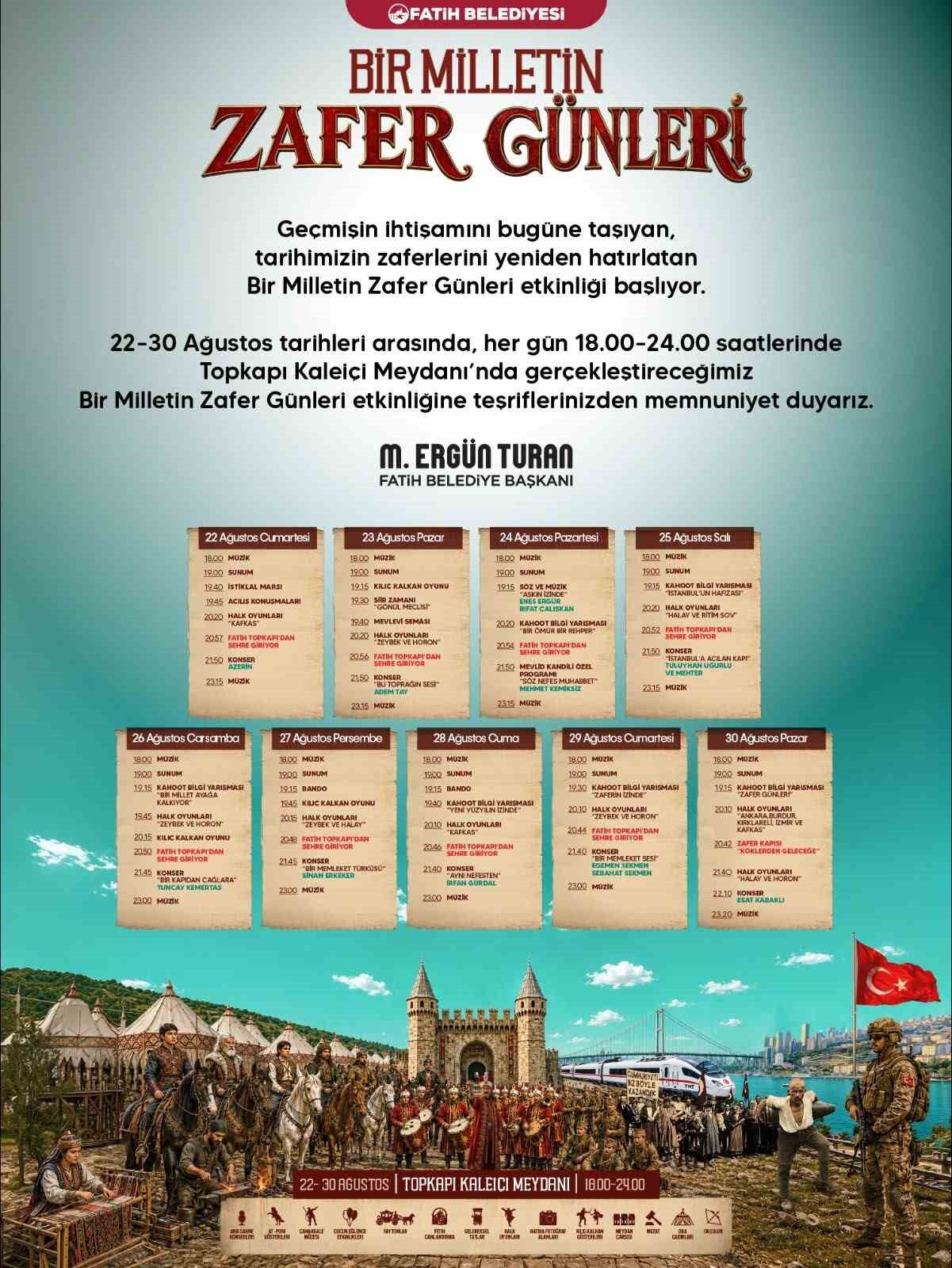 Fatih’te "Bir Milletin Zafer Günleri" başlıyor 11 Bülten Medya -