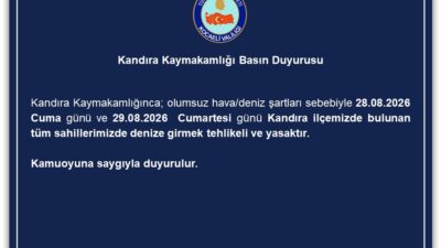 Kocaeli’nin Kandıra ilçesinde olumsuz hava şartları sebebiyle tüm sahillerde denize