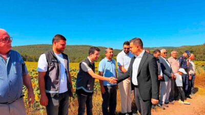 Bilecik’in Gölpazarı ilçesinde Gölpazarı Kaymakamı Onur Titiz, hasat sevincine ortak