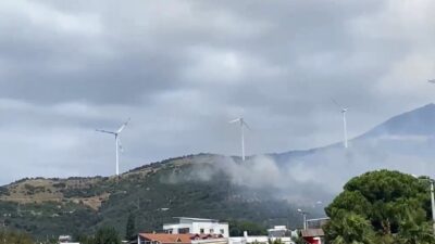 Balıkesir’in Erdek ilçesine bağlı Narlı Mahallesi’nde ormanlık alanda çıkan yangına
