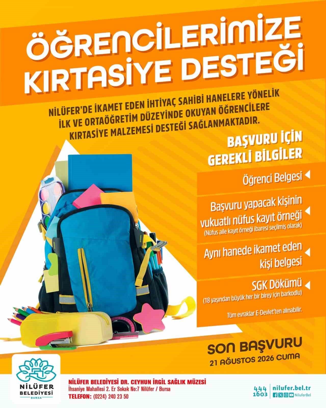 Nilüfer Belediyesi’nden kırtasiye desteği 8 Bülten Medya -