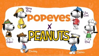 Popeyes, Peanuts’ın ana kahramanlarından Snoopy’yi altı farklı karakteriyle Çocuk Menüsü’ne