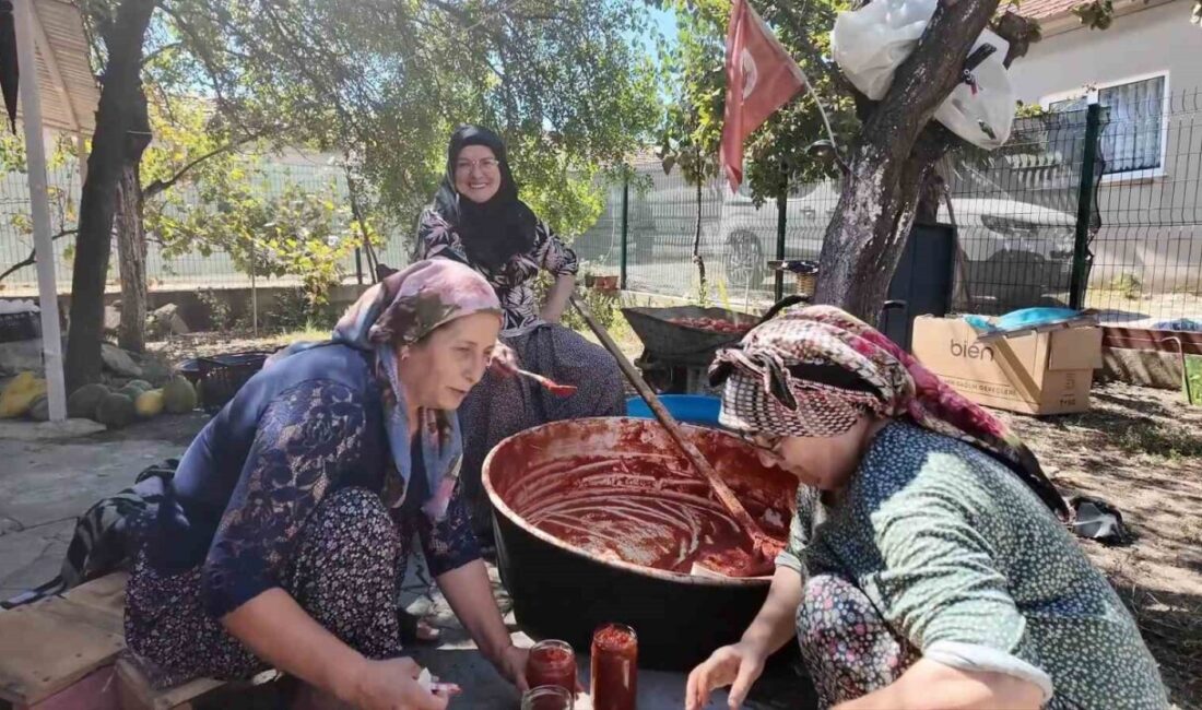 Tekirdağ’ın Malkara ilçesine bağlı Alaybey Mahallesi’nde köylü kadınlar, kış hazırlıkları