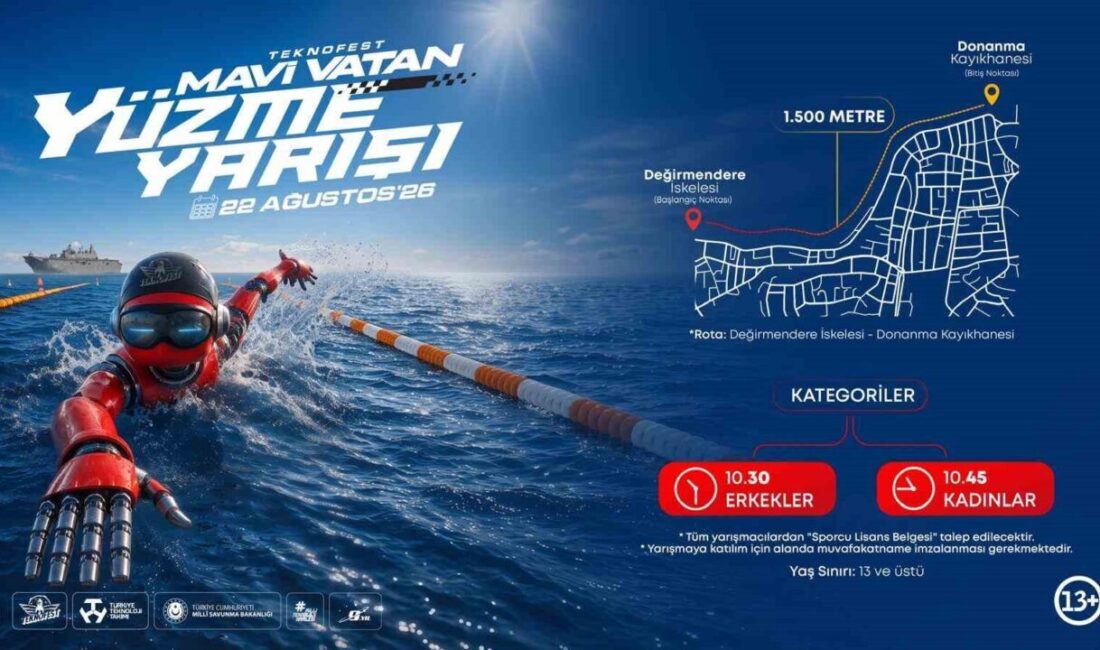 TEKNOFEST Mavi Vatan’da kulaçlar yarışıyor TEKNOFEST 2026 Mavi Vatan Açık Su Yüzme Yarışması, 22 Ağustos’ta