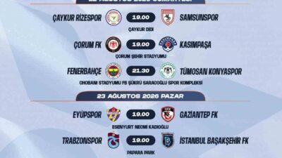 Trendyol Süper Lig 2026-2027 sezonu 2. ve 3. hafta müsabakalarına