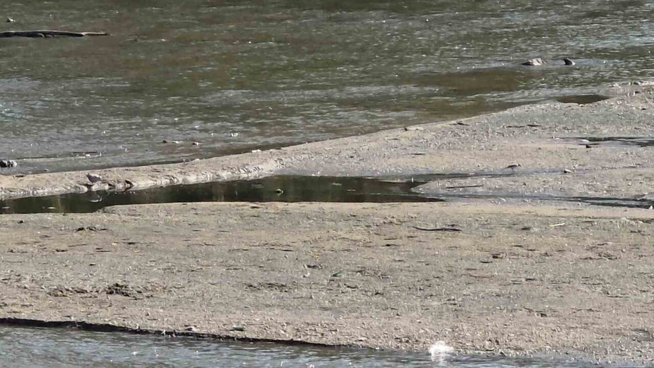 Tunca Nehri’nde su çekildi, kum adacıkları oluştu 12 Bülten Medya -