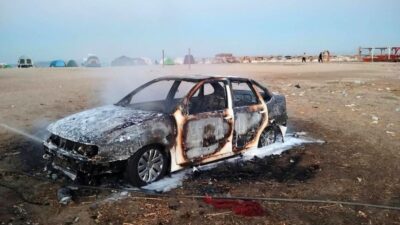 Edirne’nin Keşan ilçesinde sürücünün çalıştırdığı otomobili aniden alev aldı. Yangın,