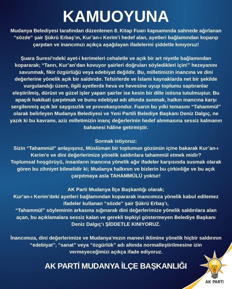 Mudanya Belediyesince bu yıl 8.'si düzenlenen Kitap Fuarı kapsamında gerçekleştirilen