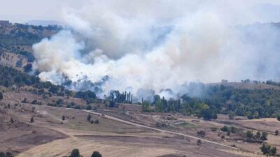 Bursa’nın Orhaneli ilçesinde çıkan orman yangınına havadan ve karadan müdahaleyle