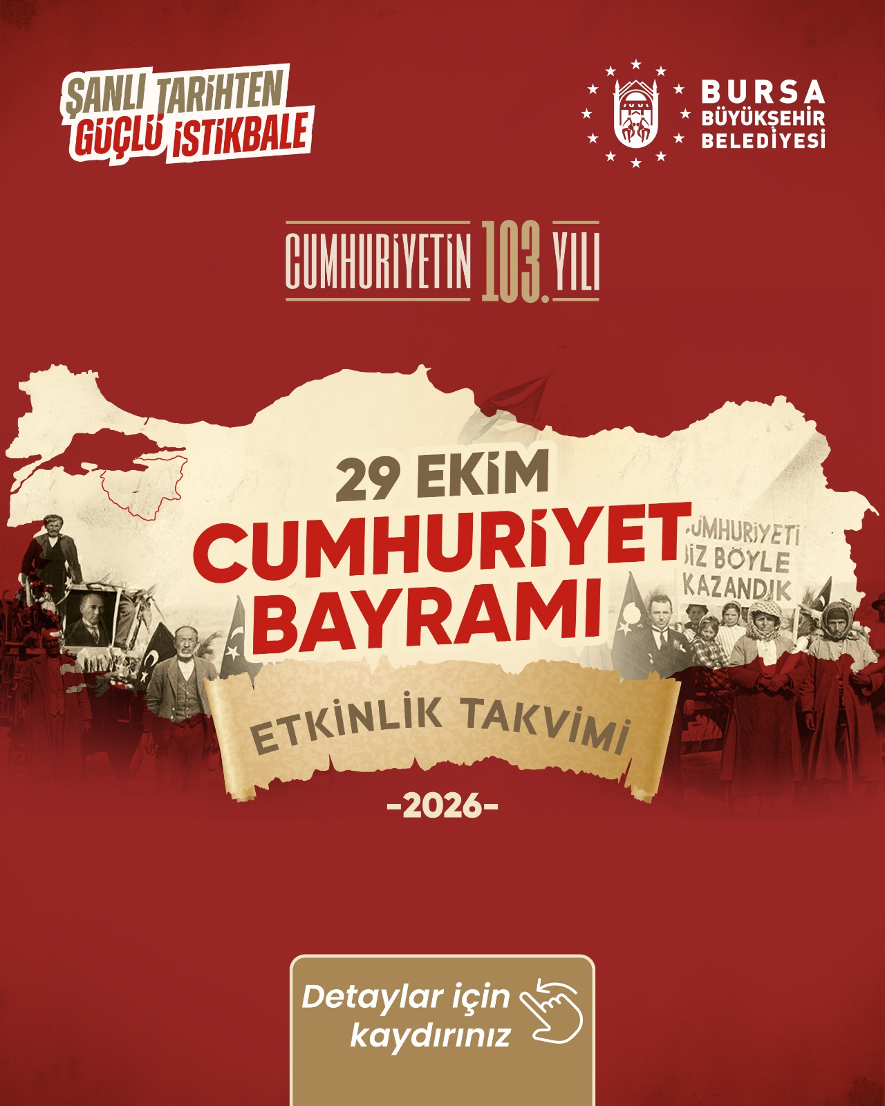  Bursa’da Cumhuriyet Bayramı’nın 103’üncü yıl dönümü, 25-29 Ekim tarihleri
