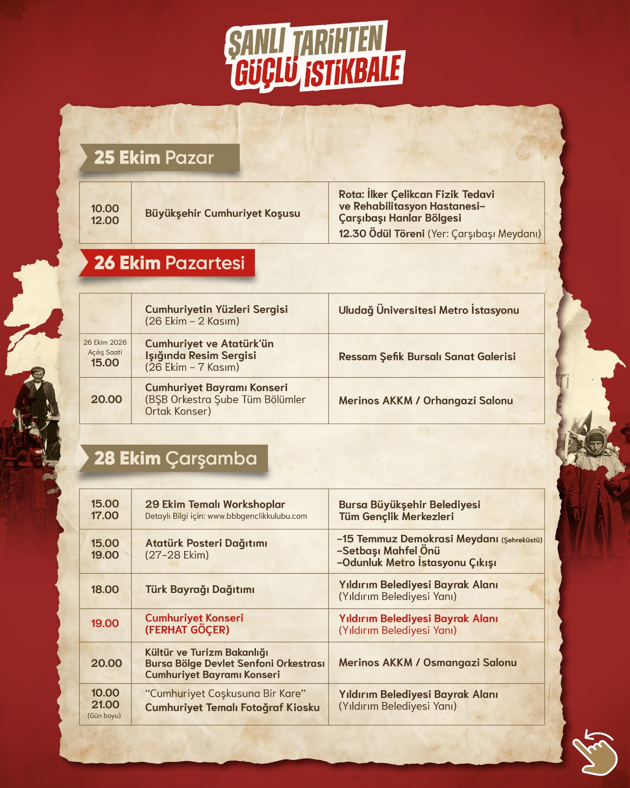 Bursa’da 29 Ekim programı belli oldu: Konserler, yürüyüş ve sergiler 3 Bülten Medya -