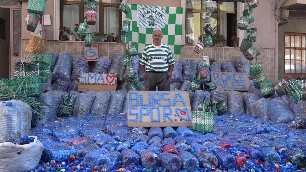 Bursa'da yıllardır plastik kapak toplayarak ihtiyaç sahiplerine destek olan 63